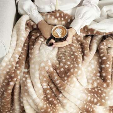 Cozy Bliss Luxury Faux Fur Throw Blanket Animal Striped Print, Non Shedding Double Sided Sherpa Blan...