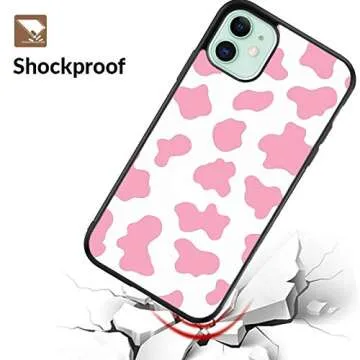 GUAYDOYIM Baby Pink Cow Animal Print Case Compatible with iPhone 12 iPhone 12 Pro,Pink Cow Print Protective Case with Shockproof Soft TPU Material for Women Girls (H-Pink Cow)