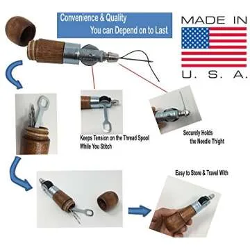 Repair Stitch Tool | Sewing Awl for Bounce Houses, Inflatables, Leather, Thick Fabric, Shoes, Bags, Belt, Upholstery Repair Kit & Crafts Leather, Tarp Stitching – Made in USA. Professional Heavy Duty