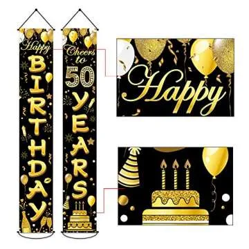 50th Birthday Party Banner Decorations - Cheers to 50 Years!