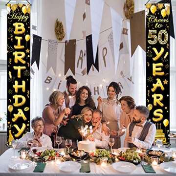 50th Birthday Party Banner Decorations - Cheers to 50 Years!