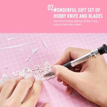FantastiCAR Pink Craft Knife Precision Cutter Hobby Knife Blades Set (29pcs) for Art Work, Scrapbook...