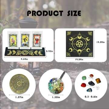 Knana 11Pcs Tarot Card Holder Wooden Tarot Card Stand Moon Phase Tarot Display Tarot Accessories wit...