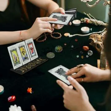 Knana 11Pcs Tarot Card Holder Wooden Tarot Card Stand Moon Phase Tarot Display Tarot Accessories with Tarot Cloth Tarot Crystal Tarot Coin