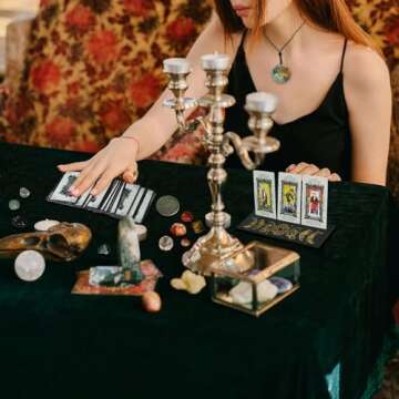 Knana 11Pcs Tarot Card Holder Wooden Tarot Card Stand Moon Phase Tarot Display Tarot Accessories with Tarot Cloth Tarot Crystal Tarot Coin