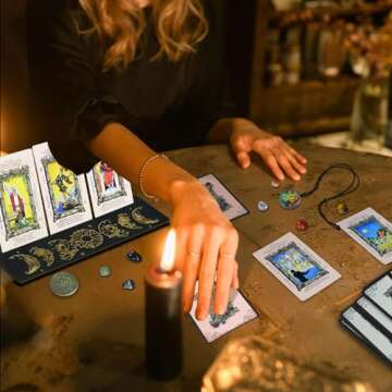 Knana 11Pcs Tarot Card Holder Wooden Tarot Card Stand Moon Phase Tarot Display Tarot Accessories with Tarot Cloth Tarot Crystal Tarot Coin