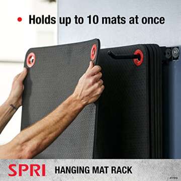 SPRI Wall-Mounted Rack for Hanging Exercise Mats, Black
