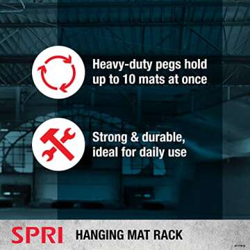 SPRI Wall-Mounted Rack for Hanging Exercise Mats, Black