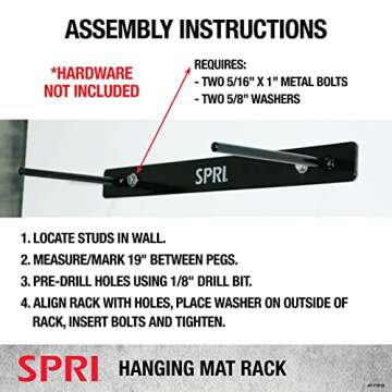 SPRI Wall-Mounted Rack for Hanging Exercise Mats, Black