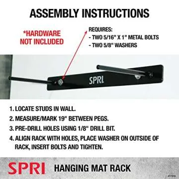 SPRI Wall-Mounted Rack for Hanging Exercise Mats, Black