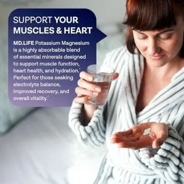 MD. Life Magnesium Potassium Supplement - 90 Capsules - High Absorption Magnesium Complex to Support Vascular Health & Leg Cramp 90cts
