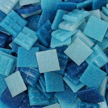 Milltown Merchants™ Light Blue Mosaic Tiles - Bulk Mosaic Tile Assortment - 3/4 Inch (20mm) Mixed Colors Venetian Glass Tile - 1 Pound (16 oz) Craft and Backsplash Tile