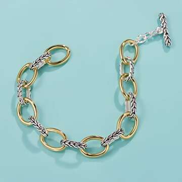 UNY JEWEL Jewelry Make a Statement with Foxtail Link Chain Bracelet Designer Brand Inspired Women Valentine (Single Two Tone)
