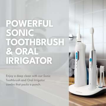 ToiletTree Products Poseidon Irrigator and Toothbrush Combo - Rechargeable Sonic Toothbrush and Oral...
