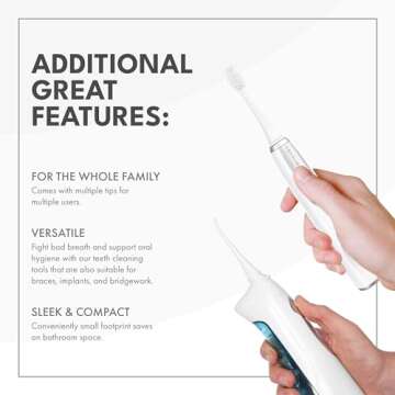 ToiletTree Products Poseidon Irrigator and Toothbrush Combo - Rechargeable Sonic Toothbrush and Oral Irrigator to Support Oral Health and Fight Bad Breath - Comes with Extra Tips for Multiple Users