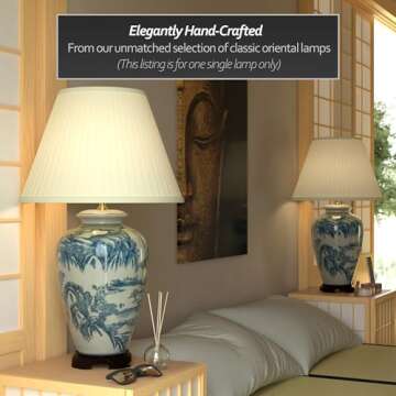 Red Lantern 29" Blue and White Chinese Landscape Lamp