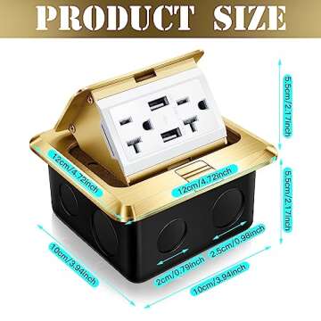 Hoolerry 2 Pack Pop up Floor Electrical Outlet Cover Box Kit with 4.8A USB Charger 20Amp Waterproof ...