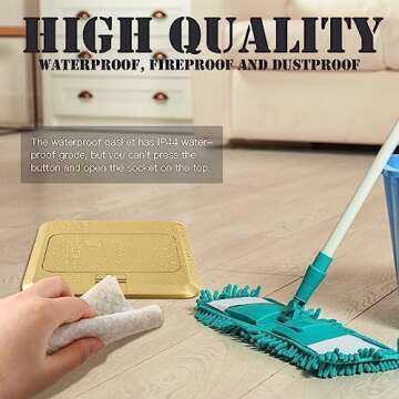Hoolerry 2 Pack Pop up Floor Electrical Outlet Cover Box Kit with 4.8A USB Charger 20Amp Waterproof Weatherproof Floor Tamper Resistant Outlet Receptacle for Countertop Home (Gold)