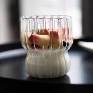 JOYMENTHERE 8.8 oz Vintage Ribbed Drinking Glass Set