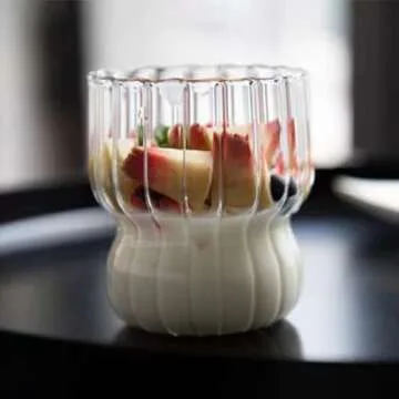 JOYMENTHERE 8.8 oz Vintage Ribbed Drinking Glass Set