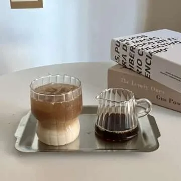 JOYMENTHERE 8.8 oz Vintage Ribbed Drinking Glass Set