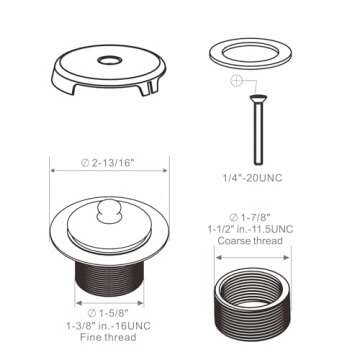 Lift and Turn Twist Bathtub Tub Drain Conversion Kit Assembly