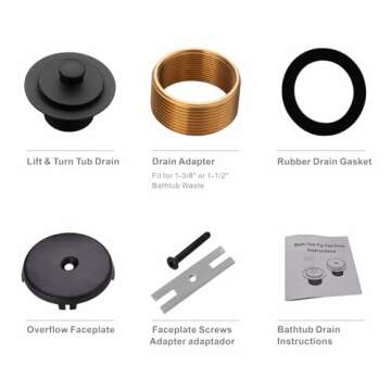 Lift and Turn Twist Bathtub Tub Drain Conversion Kit Assembly