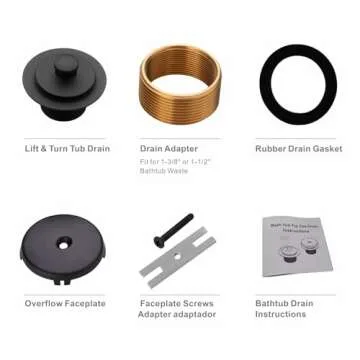 Lift and Turn Twist Bathtub Tub Drain Conversion Kit Assembly