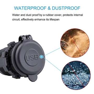 Cllena Quick Charge 3.0 & 2.4A Dual USB Charger Socket Power Outlet for Car Marine Boat Rv Truck ATV UTV Camper (QC 3.0 - Red)