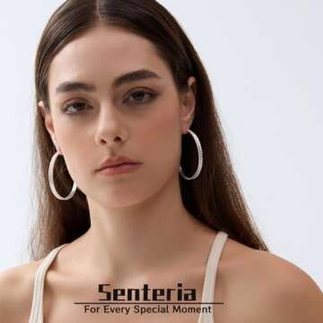 Large Sterling Silver Hoop Earrings for Women - Big 50MM Silver Hoop Earrings