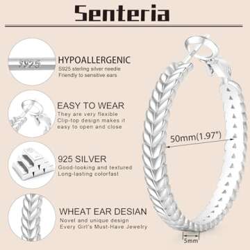 Large Sterling Silver Hoop Earrings for Women - Big 50MM Silver Hoop Earrings