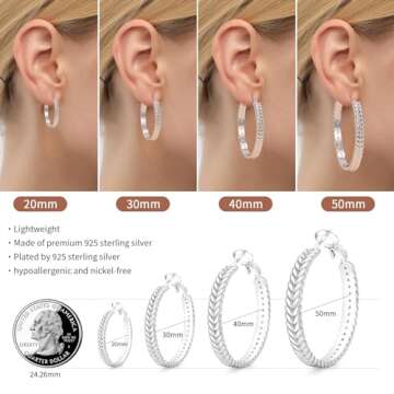 Large Sterling Silver Hoop Earrings for Women - Big 50MM Silver Hoop Earrings