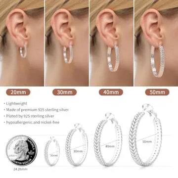Large Sterling Silver Hoop Earrings for Women - Big 50MM Silver Hoop Earrings