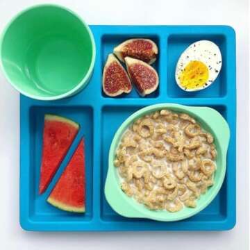 bobo&boo Bamboo Kids Divided Bento Plate - 5 Sections, Eco-Friendly Fun