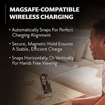 COURANT MAG:2 Wireless Charging Stand - Belgian Linen, 2 in 1 Multi-Device Charger - Magnetic Stand ...
