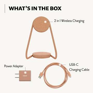 COURANT MAG:2 Wireless Charging Stand - Belgian Linen, 2 in 1 Multi-Device Charger - Magnetic Stand for MagSafe iPhones 16, 15, 14, 13, 12 with Charging Base for AirPod Cases, (Camel)