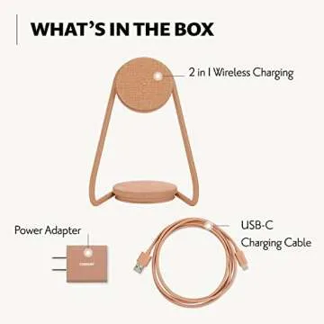 COURANT MAG:2 Wireless Charging Stand - Belgian Linen, 2 in 1 Multi-Device Charger - Magnetic Stand for MagSafe iPhones 16, 15, 14, 13, 12 with Charging Base for AirPod Cases, (Camel)