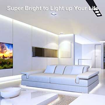 DAYBETTER COB LED Strip, 16.4 ft White LED Strip Lights, Dimmable LED Light Strip 6500K Bright Dayli...