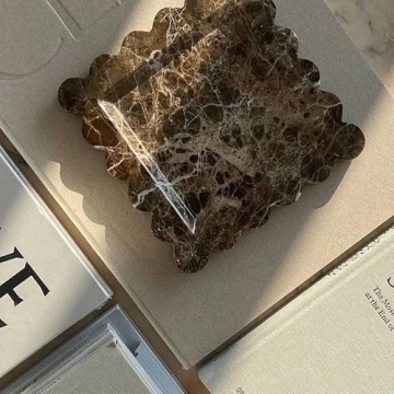 Elegant Brown Marble Scalloped Decorative Tray Online