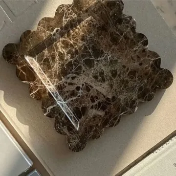 Elegant Brown Marble Scalloped Decorative Tray Online