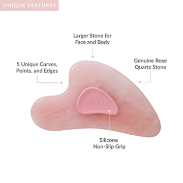 PMD Beauty Gua Sha - Rose Quartz Massaging Tool for Skin Care