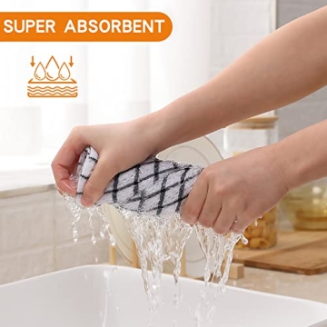 Fintale 100% Cotton Dish Cloths - Absorbent Kitchen Towels - 6 Pack