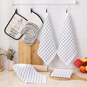 Fintale 100% Cotton Dish Cloths - Absorbent Kitchen Towels - 6 Pack