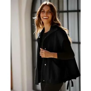 TAQCUX Sherpa Jacket for Women Casual Fleece Vest Oversized Sleeveless Outwear Warm Button Down Gilet with Pockets(Black-M)