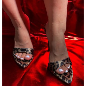 Frankie Hsu Leopard Print Sexy Stiletto Sandals for Women
