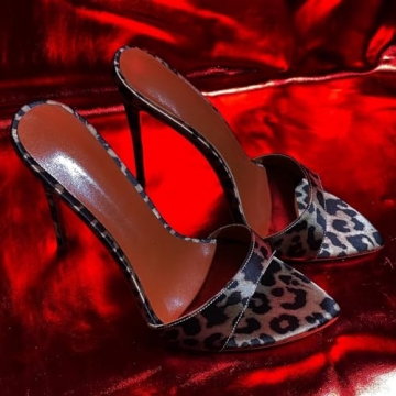 Frankie Hsu Leopard Print Sexy Stiletto Sandals for Women