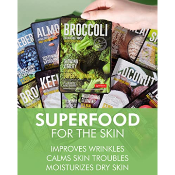 DERMAL Super Food Face Masks - 12 Pack for Glowing Skin