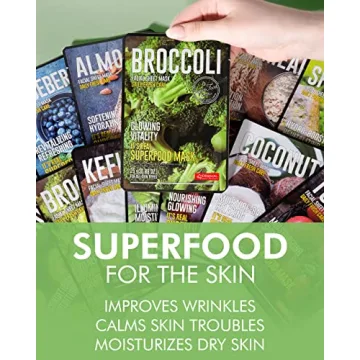 DERMAL Super Food Face Masks - 12 Pack for Glowing Skin