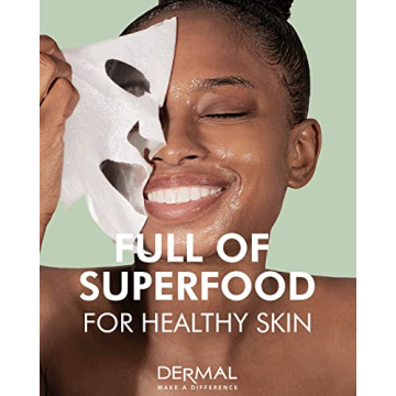 DERMAL Super Food Face Masks - 12 Pack for Glowing Skin