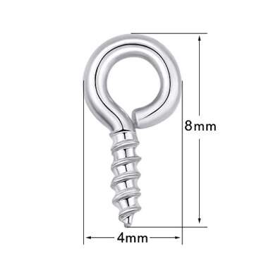 BEADIA Small Screw Eye Pins 4mmx8mm for Jewelry Making Handmade DIY (6 Colors 600pcs)